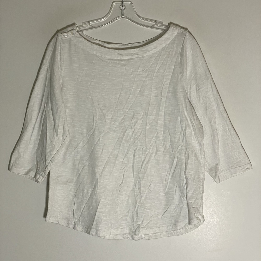 Pact Top Womens Small White 100% Organic Cotton Oversized Lagenlook Coastal S
